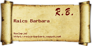 Raics Barbara névjegykártya